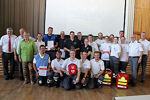 Gruppenbild mit dem Sieger-Team aus Öhringen vom DRK-Kreisverband Hohenlohe