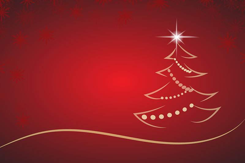 gezeichneter Weihnachtsbaum auf rotem Hintergrund