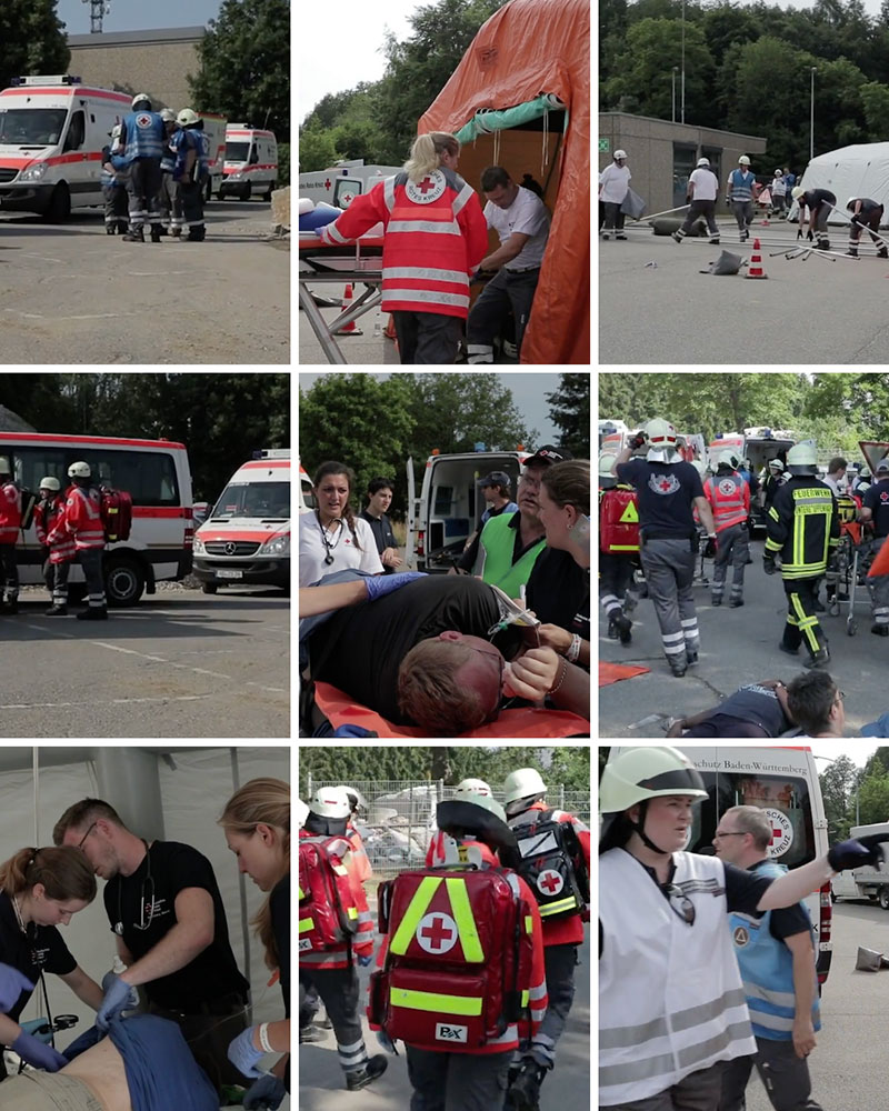 Collage mit Bildern einer Katastrophenschutzübung