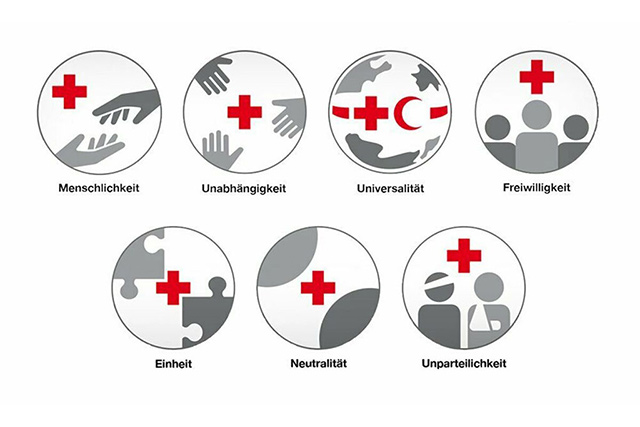 Informationen zu den Grundsätzen des DRK Symbole für die Grundsätze des DRK
